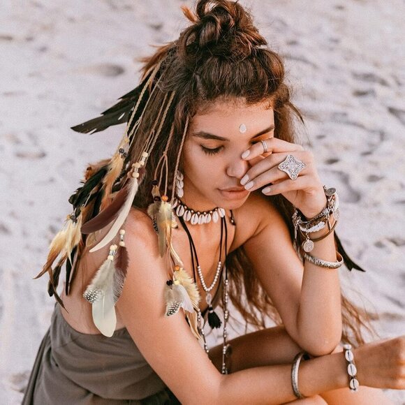 Feather Hair Clips 12 pcs Boho Beaded Hair Extensions for Women Stylish